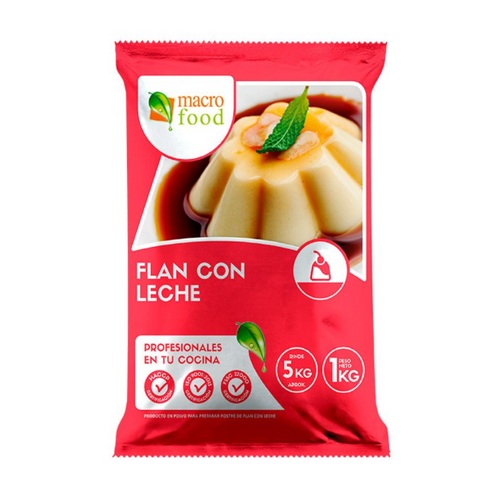 Flan En Polvo Con Leche Frutilla Bolsa 1 Kg