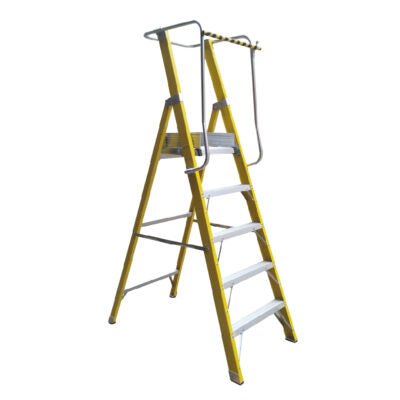 Escalera Fibra Vidrio Plataforma 5 Peldaños Con Baranda