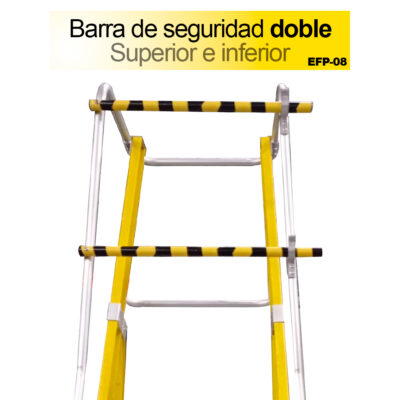 Escalera Fibra De Vidrio Plataforma Con Baranda Doble 8 Peldaños Magna