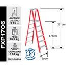 Escalera Fibra Vidrio Tijera Plataforma 6 Peldaños Cuprum