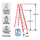 Escalera Fibra Vidrio Tijera Plataforma 8 Peldaños Cuprum