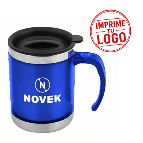 Mug De Acero Inoxidable 400Cc ( Azul, Impresion Un Color)