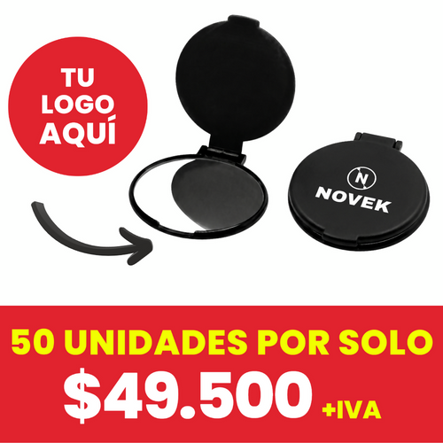 Espejo Economico De Bolsillo ( Negro, Impresion Full Color)