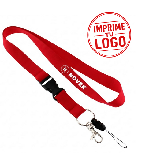 Lanyard Porta-Credencial (Rojo, Impresion Un Color+)