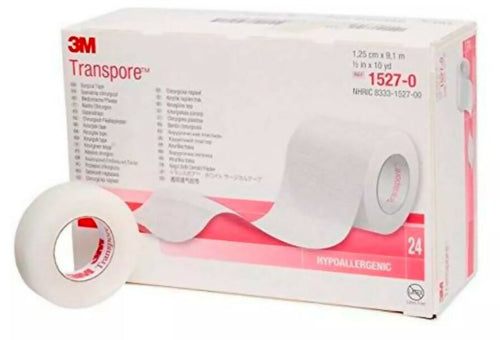 DM 3 TELA TRANSPORE 1.25 CM X 9.1 MTS 1527-0 - CAJA X 24 UN