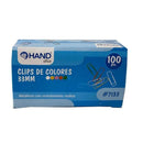 Clips Plastificado 33 Mm Colores Surtidos 100 Un