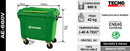 Contenedor De Basura Verde Con Ruedas 660 L Soin