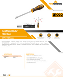 DESTORNILLADOR FLEXIBLE SL/PH/T 12 PIEZAS INGCO AKSDFL1208