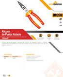 ALICATE DE PUNTA INDUSTRIAL AISLADO VDE 160MM/6