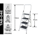 Piso Escalera Acero Con Asa De Seguridad 4 Peldaños