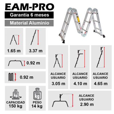 Escalera Multiproposito Aluminio 12 Peldaños 150 Kg
