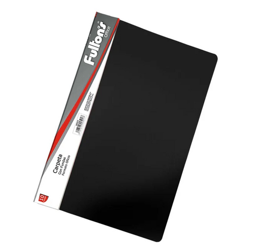 Carpeta Con Fundas Oficio Negra 10 Un