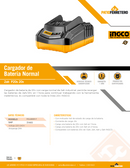 CARGADOR DE BATERIA NORMAL 2AH INDUSTRIAL P20S 20V INGCO FCLI2001-7