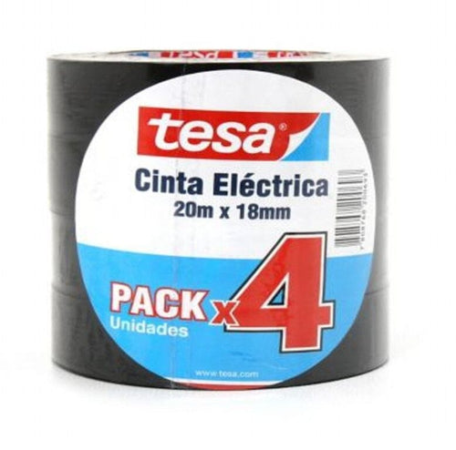 Cinta Aislante Electrica 18 Mm 20 Mt Negro Pack De 4 TESA