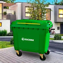 Contenedor De Basura Verde Con Ruedas 660 L Soin