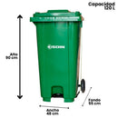 Contenedor De Basura Verde Con Tapa Y Pedal 120 L