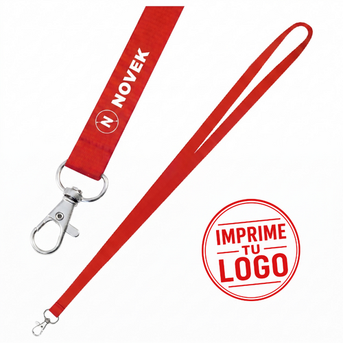 Lanyard Porta-Credencial (Rojo, Impresion Un Color)