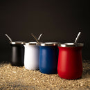 Vaso Termico Metalico Mate 300Ml. Con Bombilla Blanco (Impresion Full Color)