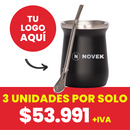 Vaso Termico Metalico Mate 300Ml. Con Bombilla Negro (Impresion Full Color)