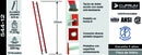 Escalera Fibra Vidrio Recta Simple 3.66 M. 12 Peldaños Cuprum