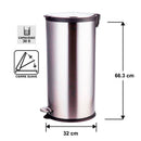 Basurero Acero Inoxidable Cierre Suave 30 L