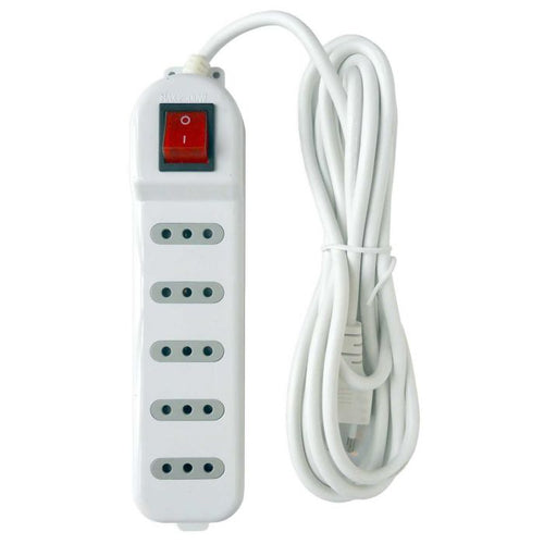 Alargador Eléctrico 5 Posiciones Blanco Con Switch Me-071W 3 Metros