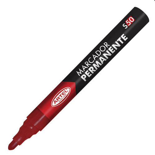 Marcador Permanente S50 Punta Redonda Rojo