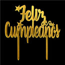 Decoracion  Torta Acrilico Feliz Cumpleaños  Estrella Dorada FESTIVITY
