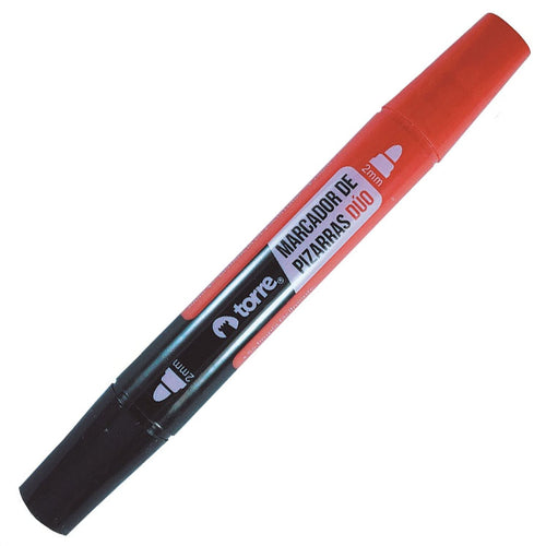 Marcador Pizarra Punta Redonda Dúo Rojo Negro