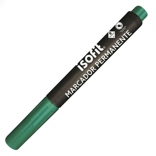 Marcador Permanente Verde Punta Biselada