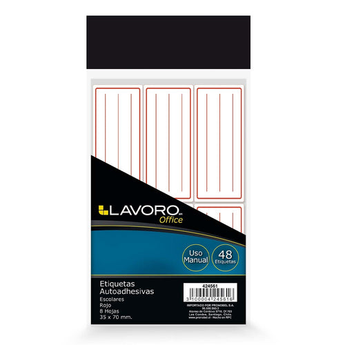 Etiqueta Blanca Linea Roja Autoadhesiva 35 X 70 Mm 24 Un