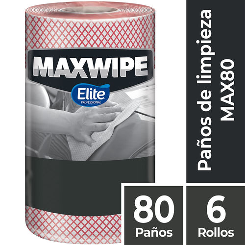 Paño Limpieza Max80 Rojo Rollo 80 Hojas