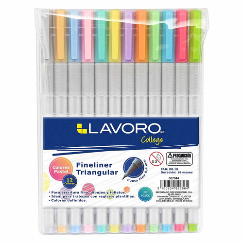 Lápiz Fibra 0.4 mm 12 Colores Pastel