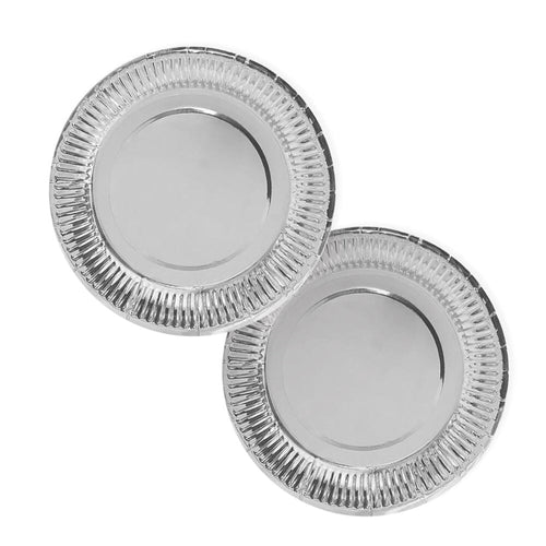 Plato 7 Carton Plateado Metalico X 6 Un FIESTAMANIA