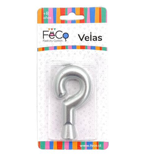 Vela Numeral Plateado ? X 1 Un FECO