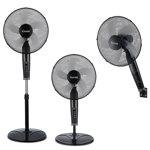 Ventilador Negro Sobremesa, Pedestal Y Muro 16" Kv-3 En 1