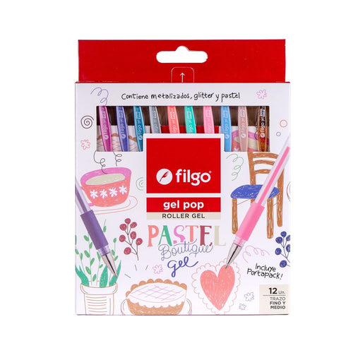 Lapiz Tinta Gel Pop Pastel 12 Unidades