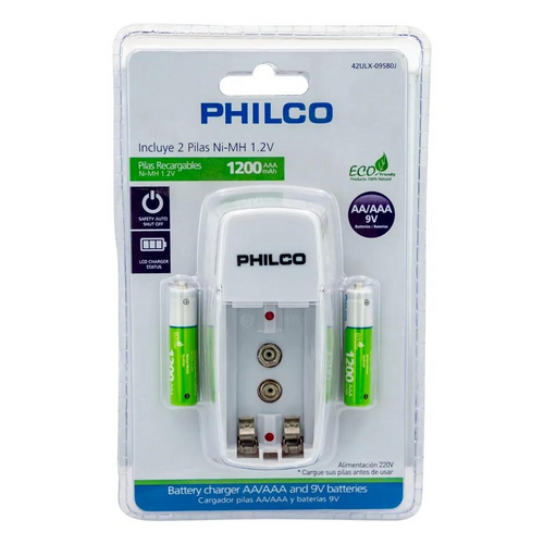 Cargador De Pilas Recargables  AA/AAA/9V +2 Pilas AAA