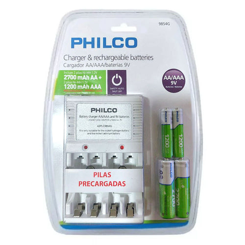 Cargador De Pilas AA/AAA/9V + 2 Pilas AA + 2 Pilas AAA