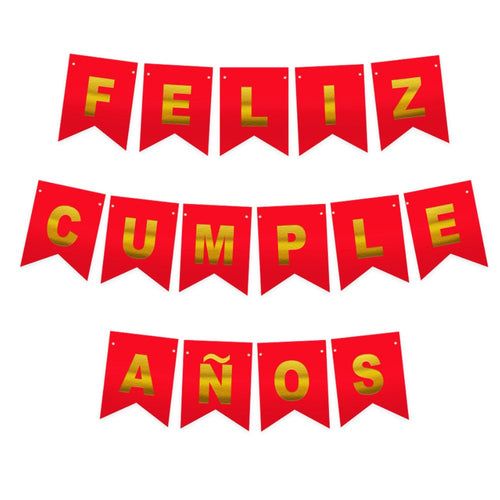 Guirnalda feliz Cumpleanos Rojo/Dorado De 3 Metros