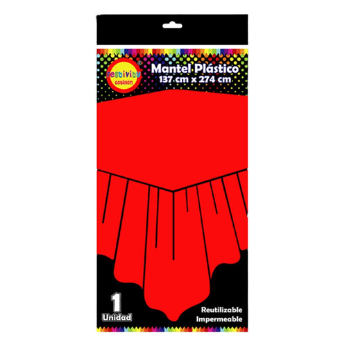 Mantel Plástico Reutilizable Rojo 137X274 Cm