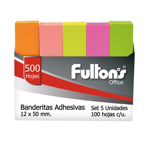 Banderitas Adhesivas Papel  Neón 5 Un 100 Hojas
