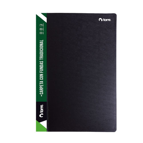 Carpeta Negra Con Fundas Oficio 20 Hojas