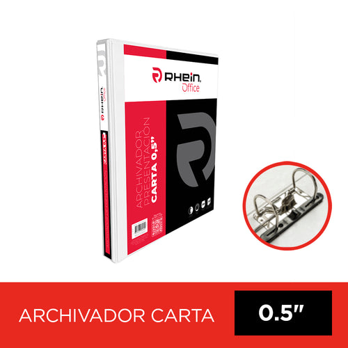 Archivador Catálogo Carta 2 Aros 0.5 Blanco Con Fija Papel 120 Hojas