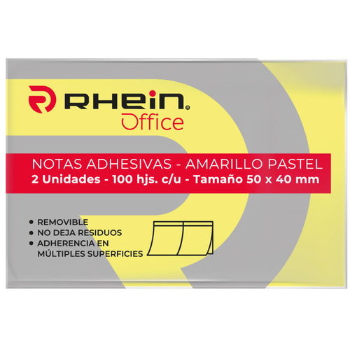 Nota Adhesiva 653 Amarillo 50X40 Mm 2 Un 100 Hojas
