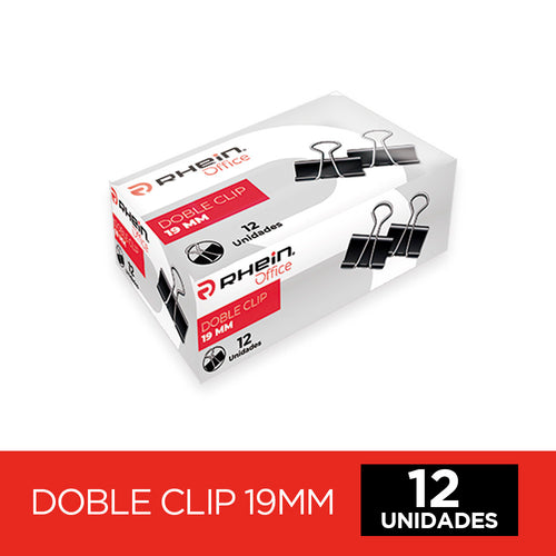 Doble Clip 19 Mm Negro 12 Un