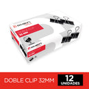 Doble Clip 32 Mm Negro Metálico 12 Unidades