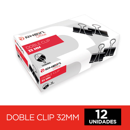 Doble Clip 32 Mm Negro Metálico 12 Unidades