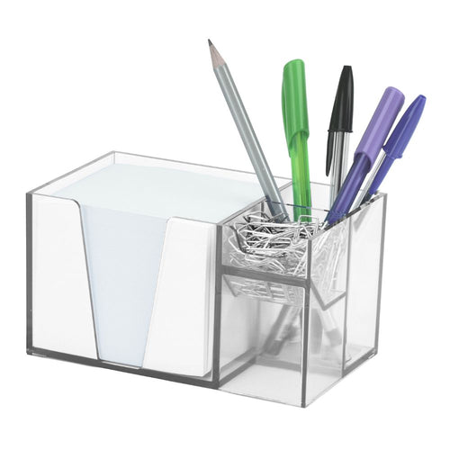 Organizador Escritorio Clips Y Taco De Papel Acrílico Gris.