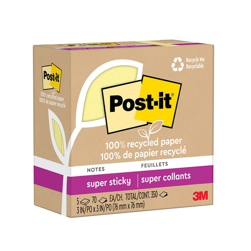 Nota Adhesiva 654  Canary 76X76 Mm 5 Un 70 Hojas